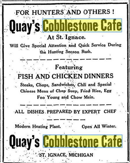 Cobblestone Cafe - Nov 1933 Ad